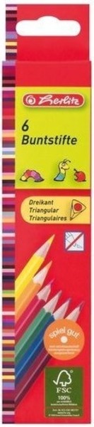 Színesceruza készlet lakkozott hársfa, háromszög test Herlitz 6 szín