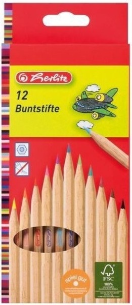 Színesceruza készlet natúr fa Herlitz 12 szín