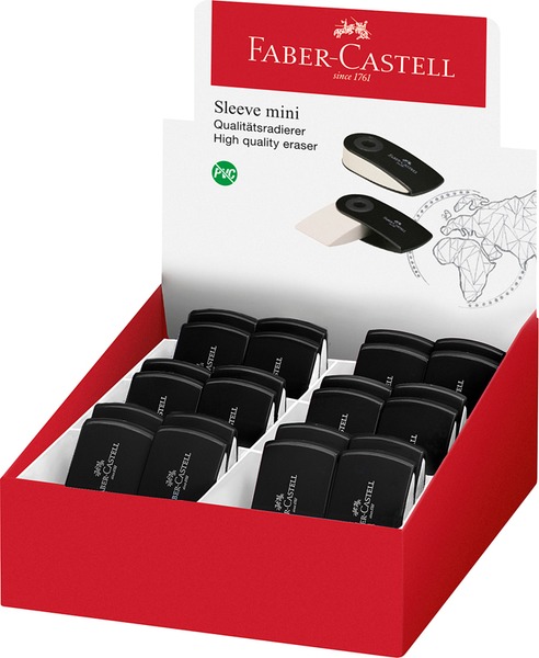 Radír, műanyag tokos Faber-Castell "Sleeve" Mini fekete