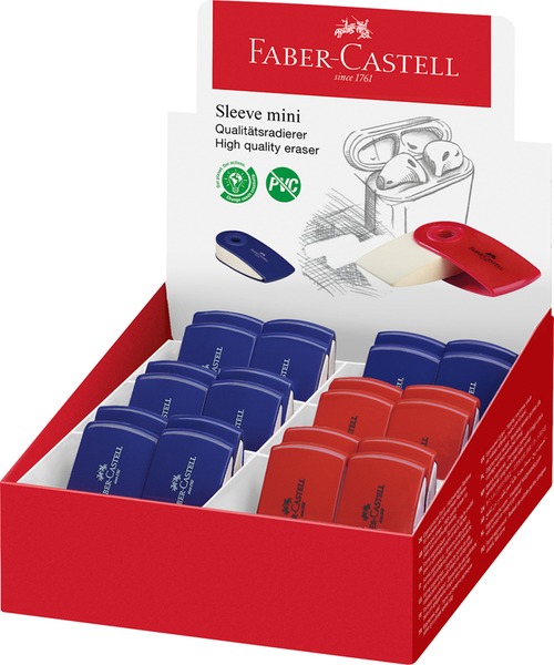 Radír, műanyag tokos Faber-Castell "Sleeve" Mini vegyes színek