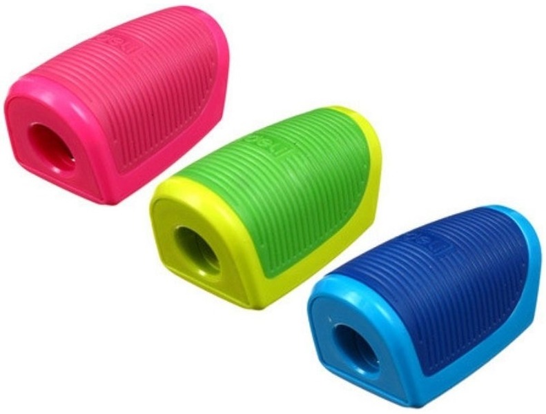 Hegyező 1 lyukú, műanyag, gumírozott Deli "Neon"