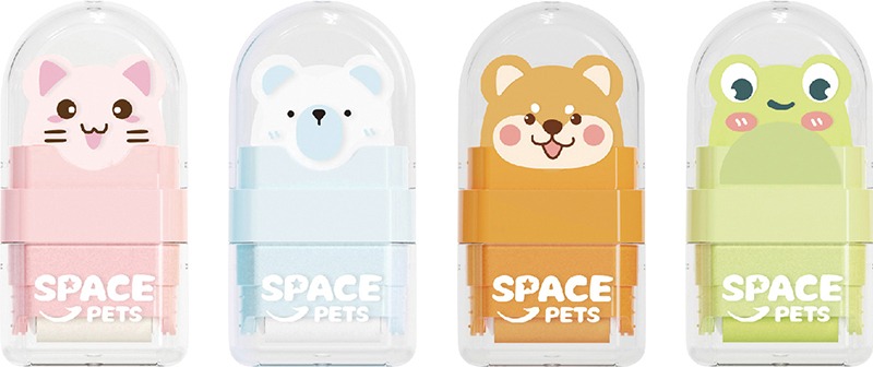 Radír, műanyag tokos M&G "Space Pets" vegyes színek