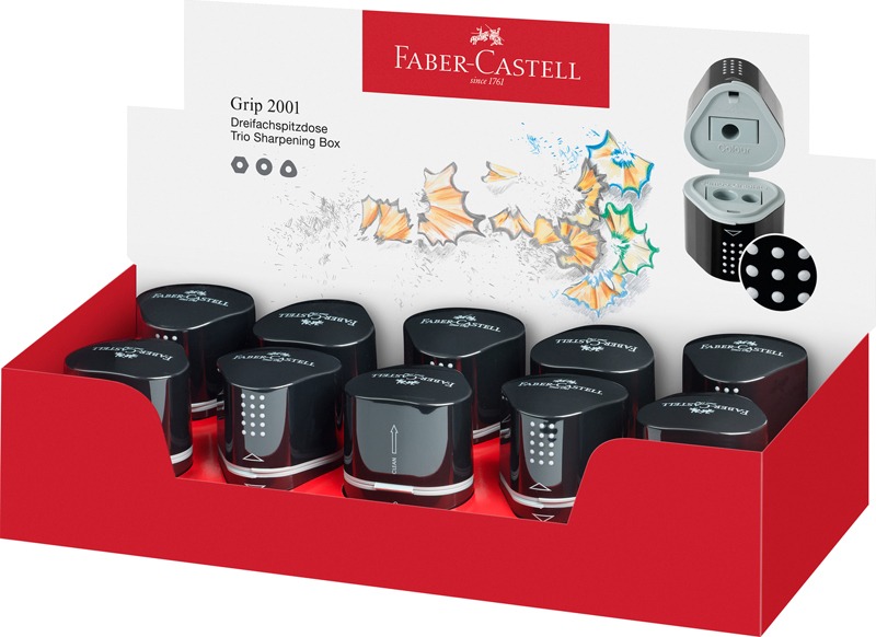 Hegyező 3 lyukú, tartályos Faber-Castell "Grip" 2001 Trio fekete