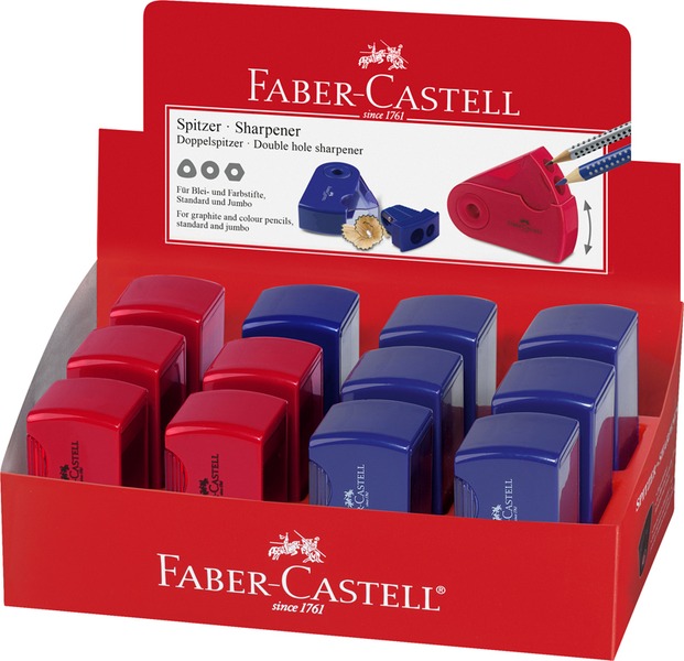 Hegyező 2 lyukú, tartályos Faber-Castell "Sleeve" Twin vegyes színek