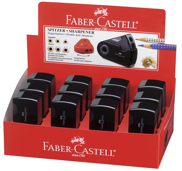 Hegyező 2 lyukú, tartályos Faber-Castell "Sleeve" Twin fekete