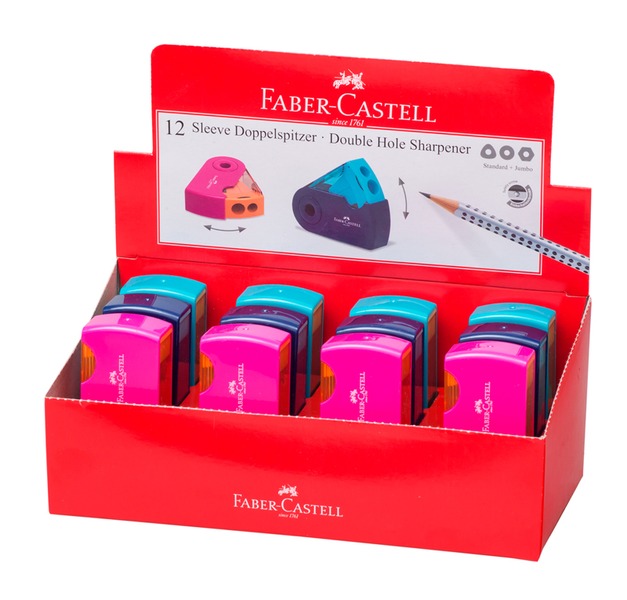 Hegyező 2 lyukú, tartályos Faber-Castell "Sleeve" Twin vegyes színek