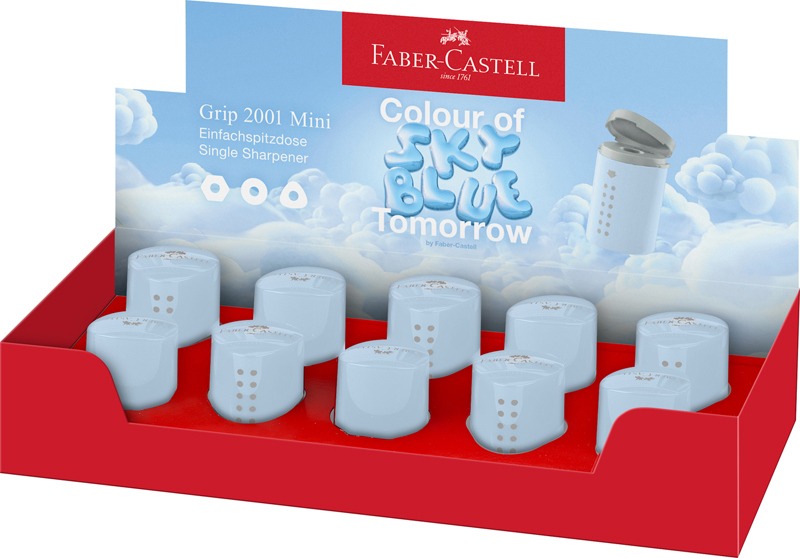 Hegyező 1 lyukú, tartályos Faber-Castell "Grip" Mini égkék