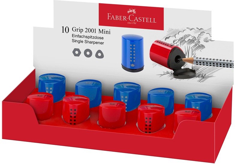 Hegyező 1 lyukú, tartályos Faber-Castell "Grip" Mini vegyes színek