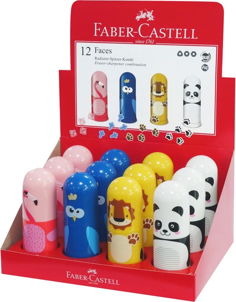 Hegyező 1 lyukú, tartályos, radírral Faber-Castell "Faces"