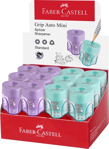 Hegyező 1 lyukú, tartályos Faber-Castell "Grip" vegyes színek
