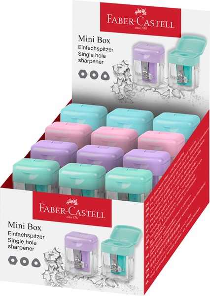 Hegyező 1 lyukú, tartályos Faber-Castell "Mini Box" vegyes színek