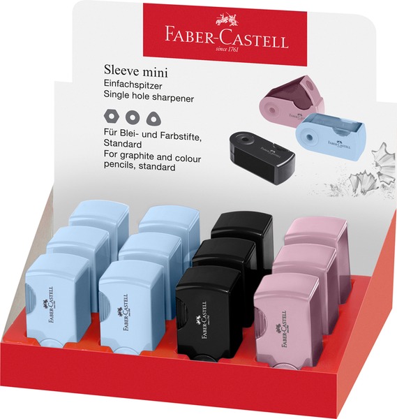 Hegyező 1 lyukú, tartályos Faber-Castell "Sleeve" Mini vegyes színek