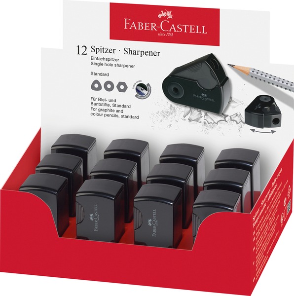Hegyező 1 lyukú, tartályos Faber-Castell "Sleeve" Mini fekete