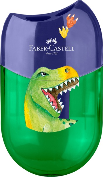 Hegyező 2 lyukú, tartályos Faber-Castell "Dinosaur" zöld
