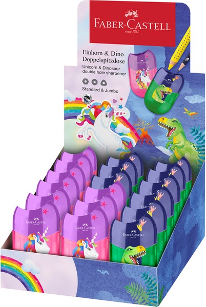 Hegyező 2 lyukú, tartályos Faber-Castell "Unicorn & Dinosaur" vegyes színek