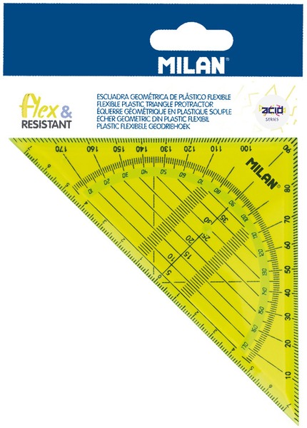 Vonalzó 45° 14 cm geometrikus Milan "Flex" Acid sárga