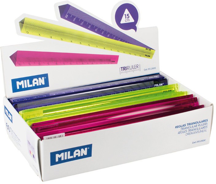 Vonalzó 15 cm háromszögletű Milan "Acid" vegyes színek