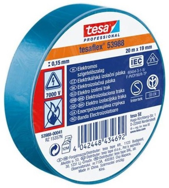 Szigetelőszalag 15 mm x 10 m TESA kék
