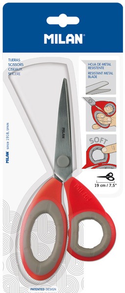 Olló, irodai 19 cm Milan BWM10264 piros