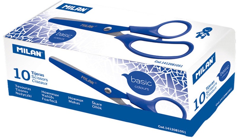 Olló, iskolai 13,4 cm Milan "Basic" kék