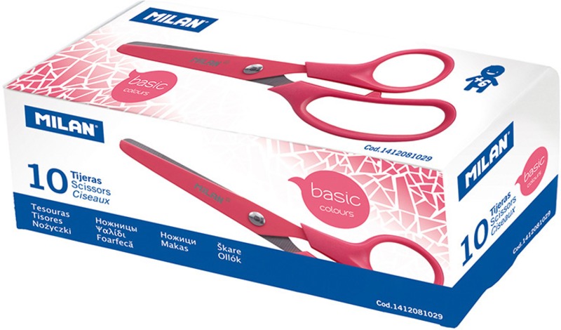 Olló, iskolai 13,4 cm Milan "Basic" piros
