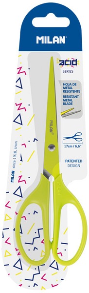 Olló, iskolai 17 cm hegyes Milan "Acid" sárga