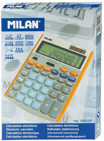 Számológép asztali 12 számjegy Milan 153512 narancs-szürke