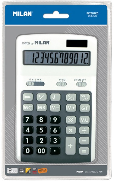 Számológép asztali, 12 számjegy Milan 150712 szürke