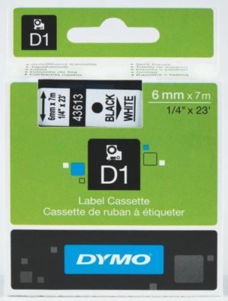 Feliratozógép szalag 6 mm x 7 m Dymo "D1" fekete-fehér