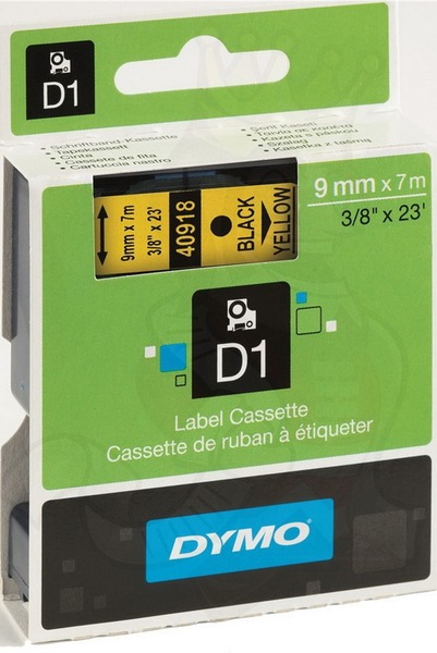 Feliratozógép szalag 9 mm x 7 m Dymo "D1" fekete-sárga