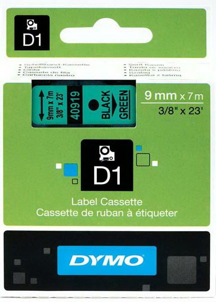Feliratozógép szalag 9 mm x 7 m Dymo "D1" fekete-zöld