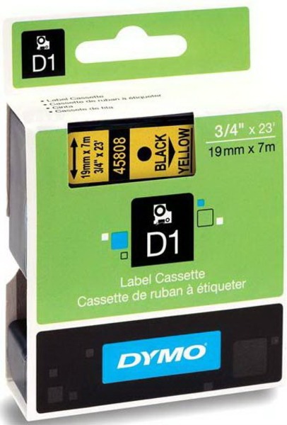 Feliratozógép szalag 19 mm x 7 m Dymo "D1" fekete-sárga