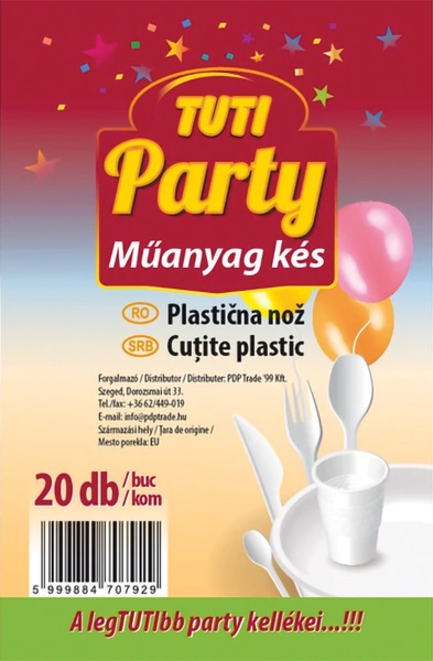 Műanyag kés 20 db/csomag TUTI "Party" fehér