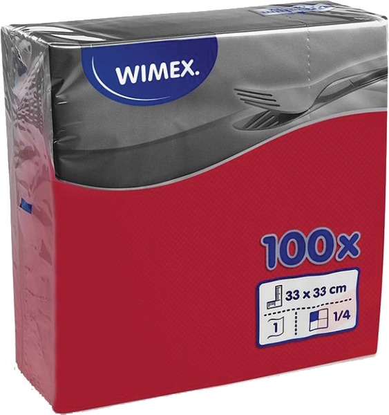 Szalvéta 33x33 cm 1 rétegű 100 db/csomag Wimex piros