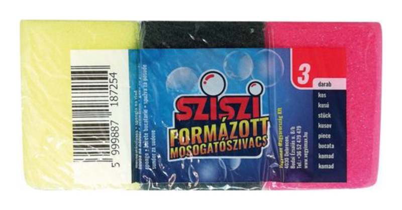 Mosogatószivacs formázott 3 db/csomag Sziszi