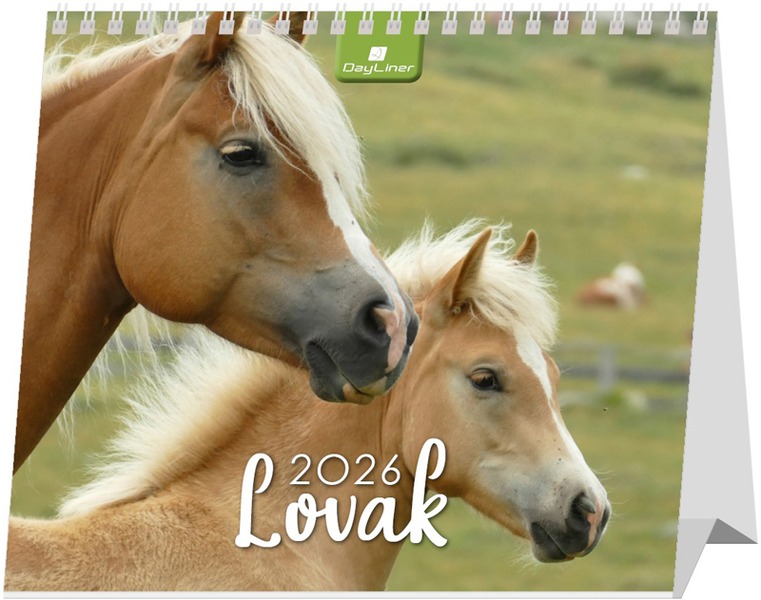 Asztali naptár, álló DayLiner "Lovak" fehér