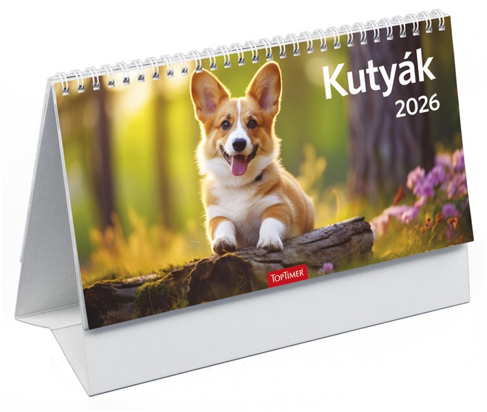 Asztali naptár, álló TopTimer "Kutyák" fehér