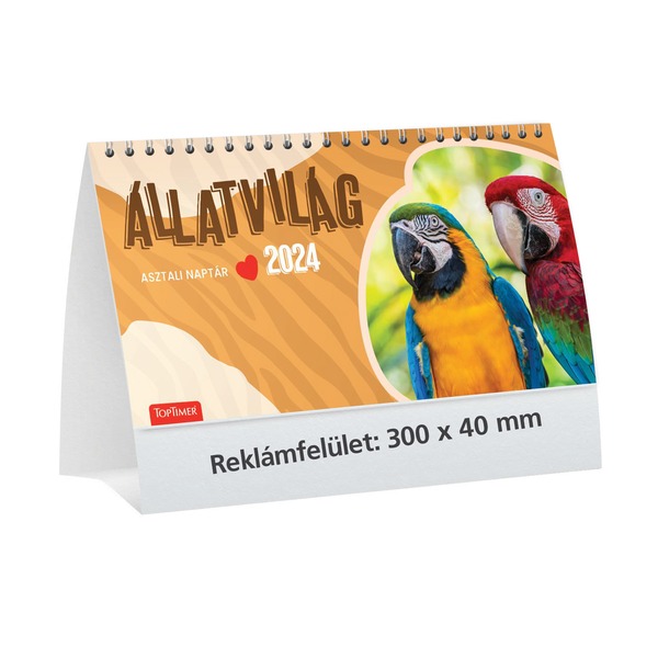 Asztali naptár, álló TopTimer "Állatvilág" fehér