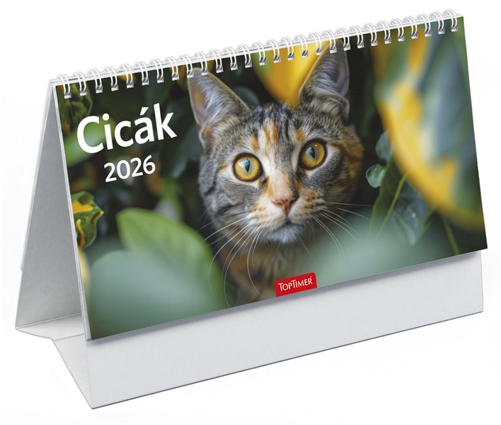Asztali naptár, álló TopTimer "Cicák" fehér