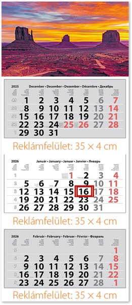 Speditőr falinaptár, 3 tömbös, 3 hónap DayLiner "Maxi Classic" Hangulat