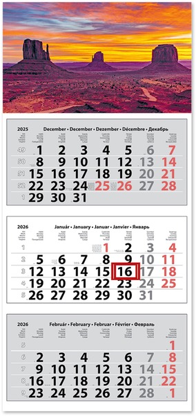 Speditőr falinaptár, 3 tömbös, 3 hónap DayLiner "Medium Classic" Hangulat