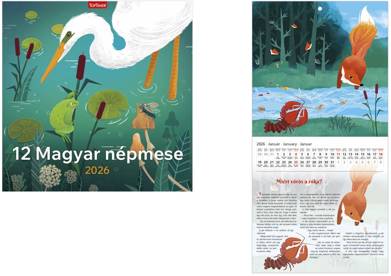 Falinaptár 29x58 cm tűzött TopTimer "12 Magyar népmese"