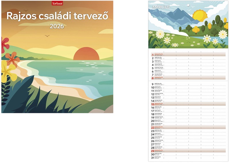 Családi tervező, tűzött TopTimer "Rajzos"
