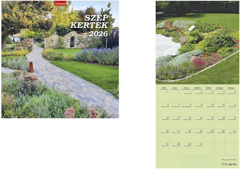 Falinaptár 29x58 cm tűzött TopTimer "Szép kertek"