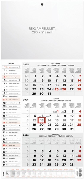 Speditőr falinaptár, 1 tömbös, 3 hónap TopTimer