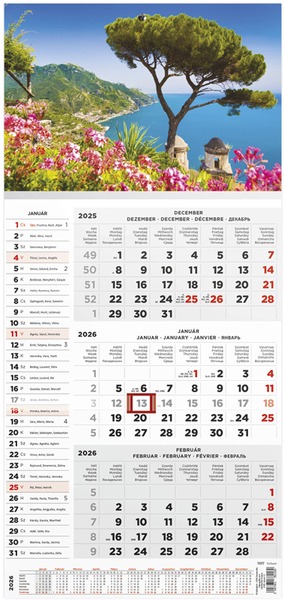 Speditőr falinaptár, 1 tömbös, 3 hónap TopTimer "Táj"