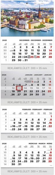 Speditőr falinaptár, 4 tömbös, 4 hónap TopTimer "Város"