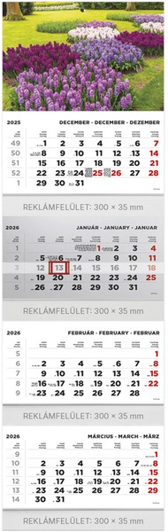 Speditőr falinaptár, 4 tömbös, 4 hónap TopTimer "Kert"