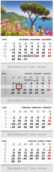 Speditőr falinaptár, 4 tömbös, 4 hónap TopTimer "Táj"
