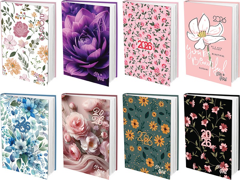 Határidőnapló B/6 heti T-Calendar "It's a Girl" vegyes minta